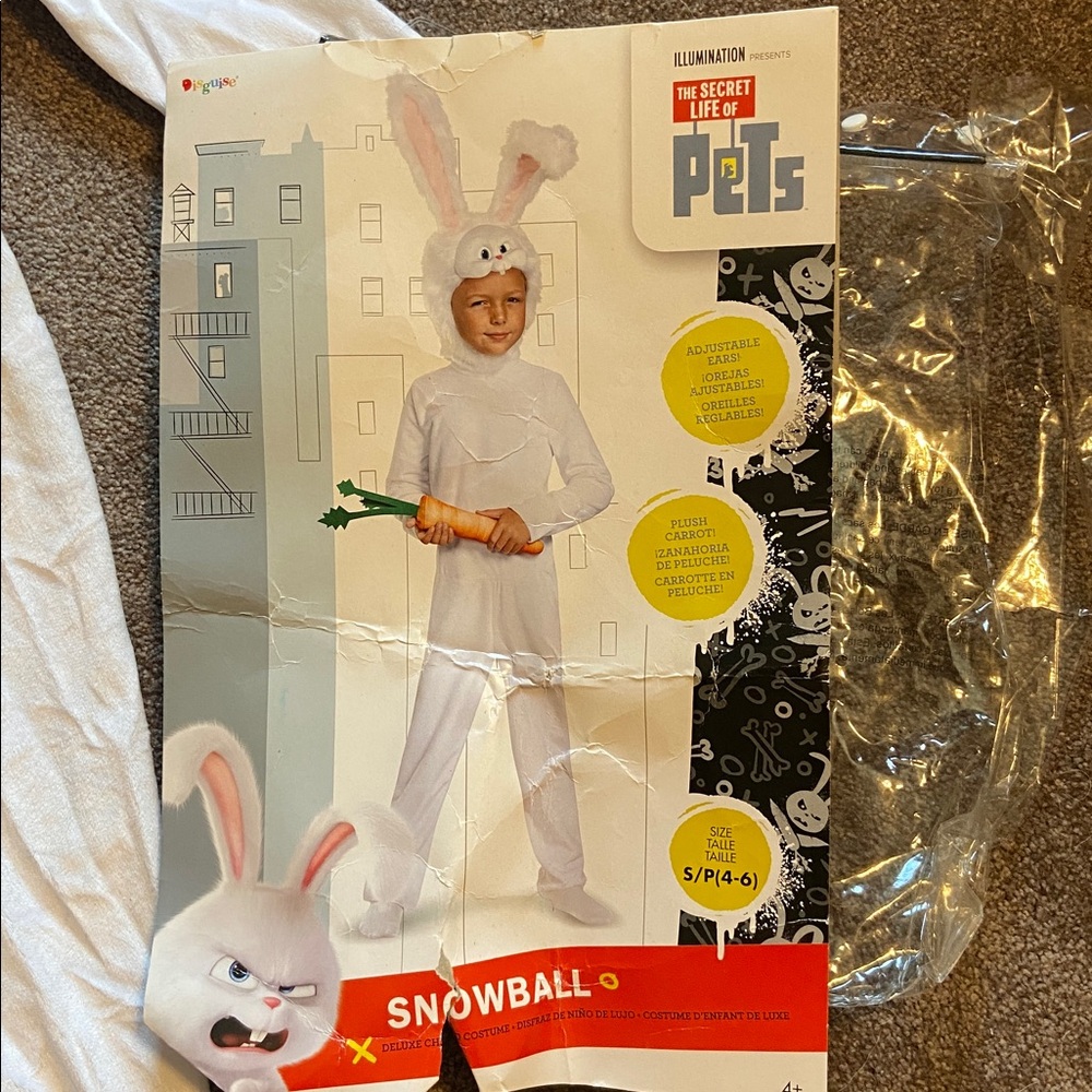The Secret Life of Pets Snowball Rabbit Halloween Costume Size Small 4-6
